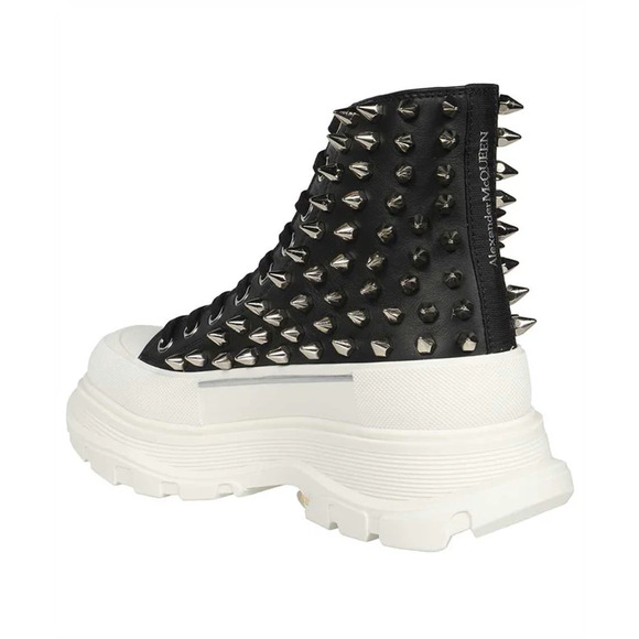 Alexander McQueen Tread Slick Leather Lace-Up Chunky Boots Black/White EU 39.5 - Picture 2 of 9